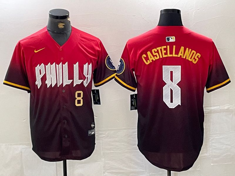 Men Philadelphia Phillies #8 Castellanos Red City Edition Nike 2024 MLB Jersey style 2->philadelphia phillies->MLB Jersey